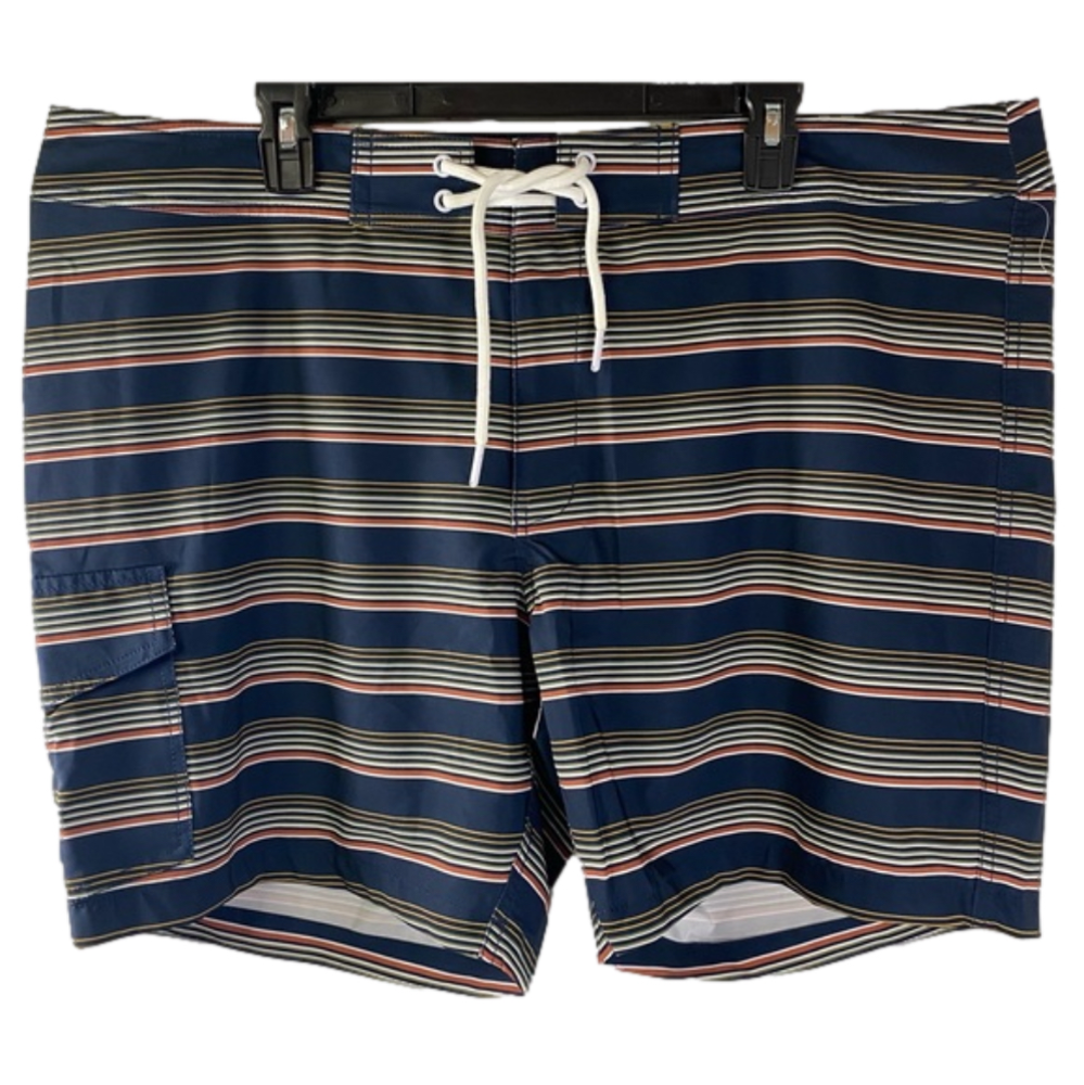 Goodthreads Men's Swim Shorts Navy/Striped - Size 42 NWOT SKU1062